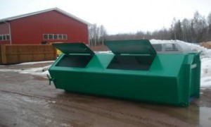 Vihreä biosäiliö, täyttöluukut auki